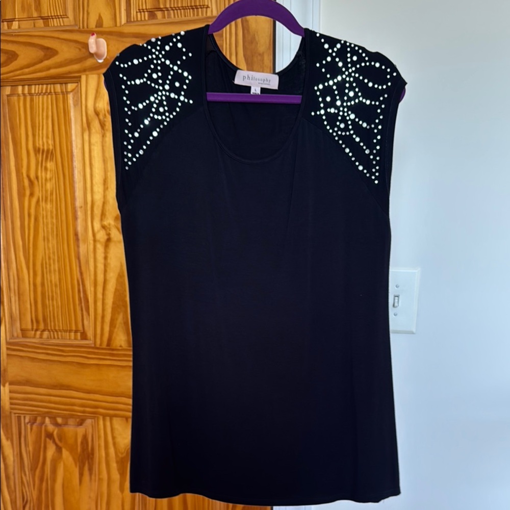 Philosophy Black Studded Muscle Tee